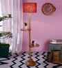 Maroon Jute Drum Wooden Floor Lamp