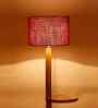 Maroon Jute Drum Wooden Floor Lamp