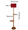 Maroon Jute Drum Wooden Floor Lamp