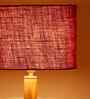 Maroon Jute Drum Wooden Floor Lamp
