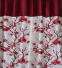 Maroon  Polyester Floral and Solid 7ft Semisheer Eyelet Door Curtains (3Pcs)