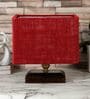 Maroon  Shade Table Lamp With Wood Base