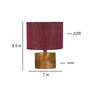 Maroon  Shade Table Lamp With Wood Base
