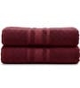 Maroon Soft Cotton 500 GSM Solid Bath Towel Pack Of 2