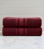 Maroon Soft Cotton 500 GSM Solid Bath Towel Pack Of 2