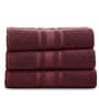 Maroon Soft Cotton 500 GSM Solid Bath Towel Pack Of 3