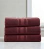 Maroon Soft Cotton 500 GSM Solid Bath Towel Pack Of 3