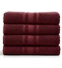 Maroon Soft Cotton 500 GSM Solid Bath Towel Pack Of 4