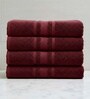 Maroon Soft Cotton 500 GSM Solid Bath Towel Pack Of 4