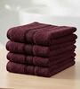 Maroon 100% Cotton 400 Gsm Face Towel 4 Pc