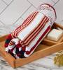 Maroon 100% Cotton Patterned 650 GSM 3 Pcs Bath Towels