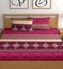 Maroon 180 TC Abstract Cotton Queen Double Bedsheet 2 Pillow covers