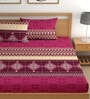 Maroon 180 TC Abstract Cotton Queen Double Bedsheet 2 Pillow covers