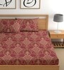 Maroon 180 TC Floral Cotton Queen Double Bedsheet 2 Pillow covers