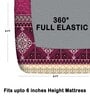 Maroon 180 TC Abstract Cotton Fitted Double Bedsheet 2 Pillow covers