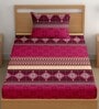 Maroon 180 TC Abstract Cotton Single Bedsheet Pillow covers
