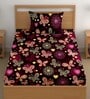 Maroon 180 TC Floral Cotton Single Bedsheet Pillow covers