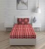 Maroon Abstract 150 TC Cotton Single Bed Sized Bed Sheets With 1 Pillow Cover