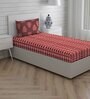 Maroon Abstract 150 TC Cotton Single Bed Sized Bed Sheets With 1 Pillow Cover