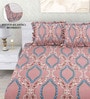 Maroon Abstract 260 Tc Polycotton Double Fitted Bedsheet With 2 Pillow Covers