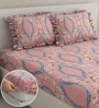 Maroon Abstract 260 Tc Polycotton Double Fitted Bedsheet With 2 Pillow Covers