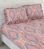 Maroon Abstract 260 Tc Polycotton Double Fitted Bedsheet With 2 Pillow Covers
