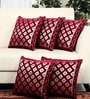 Maroon Abstract Chenille  16 X 16 Inches Cushion Cover (Set of 5)
