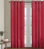 Maroon Polyester Jacquard Geometric 7FT Light Filtering Eyelet Door Curtains (Pack of 1)