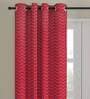Maroon Polyester Jacquard Geometric 7FT Light Filtering Eyelet Door Curtains (Pack of 1)