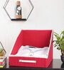 Red & White Solid Canvas  Foldable Cloth Organiser