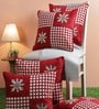 Maroon Velvet Checkered 16x16 inches Cushion Cover (5Pc)