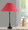 Margaux Maroon Cottan Fabric Shade Night Lamp With Mild Steel Base
