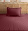 Maroon Cotton 210TC Striped Single Bedsheet with 1 Pillow Cover