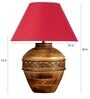 Maroon Cotton Fabric Shade Cromwell Large Natural Carved Wood Table Lamp With Brown Base