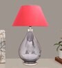 George Maroon Cotton Shade Night Lamp With Metal & Glass Base