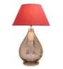 George Maroon Cotton Shade Night Lamp With Metal & Glass Base