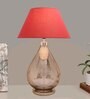 George Maroon Cotton Shade Night Lamp With Metal & Glass Base