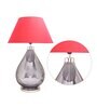 George Maroon Cotton Shade Night Lamp With Metal & Glass Base