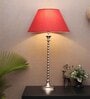 Modern Maroon Cotton Shade Night Lamp With Mild Steal Base