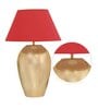 Burnie Maroon Cotton Shade Night Lamp With Mild Steal Base