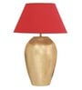 Burnie Maroon Cotton Shade Night Lamp With Mild Steal Base