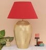 Burnie Maroon Cotton Shade Night Lamp With Mild Steal Base