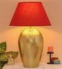 Burnie Maroon Cotton Shade Night Lamp With Mild Steal Base