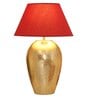 Burnie Maroon Cotton Shade Night Lamp With Mild Steal Base