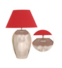 Oval Maroon Cotton Shade Night Lamp With Mild Steal Base