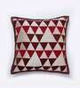 Maroon Geometric Cotton 16 x 16 Inches Cushion Covers (Set of 2)