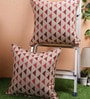Maroon Geometric Cotton 18 x 18 Inches Cushion Covers (Set of 2)