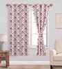 Maroon Cotton Leaf 5ft Semisheer Eyelet Window Curtain (2 Pc)