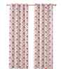 Maroon Cotton Leaf 7ft Semisheer Eyelet Door Curtain (2 Pc)