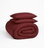 Maroon Cotton 210TC Solid Plain All Weather Double 150GSM Bedding Set 1 Comforter 1 Bedsheet 2 Pillow Covers